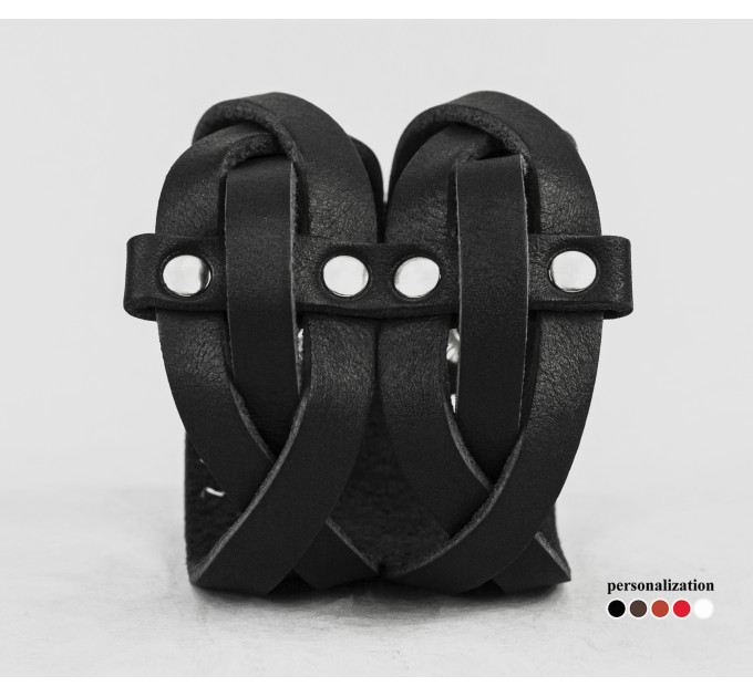 Leather cuff bracelet for men or women, code 4625