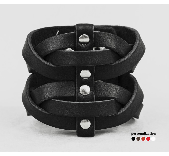 Leather cuff bracelet for men or women, code 4625