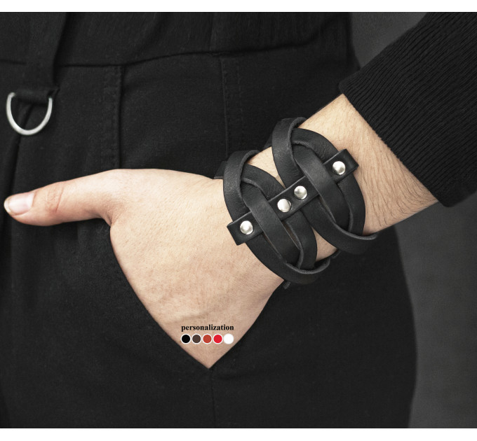 Leather cuff bracelet for men or women, code 4625