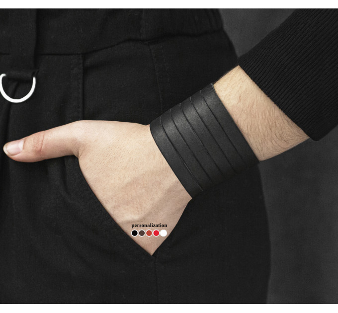 Leather cuff bracelet for men or women, code 4640