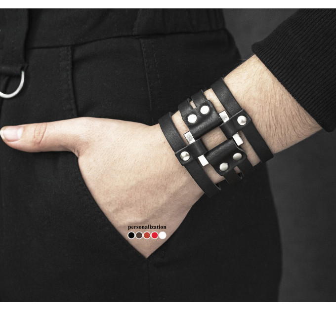 Leather cuff bracelet for men or women, code 4655