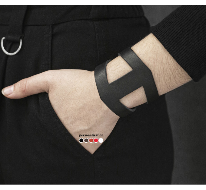 Leather cuff bracelet for men or women, code 4660