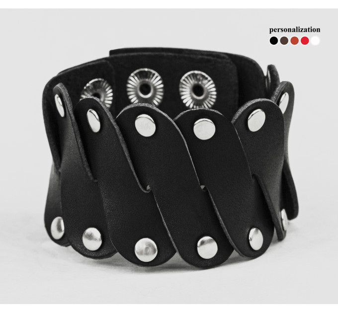 Leather cuff bracelet for men or women, code 4678