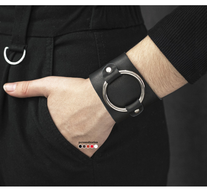 Leather cuff bracelet for men or women, code 4855