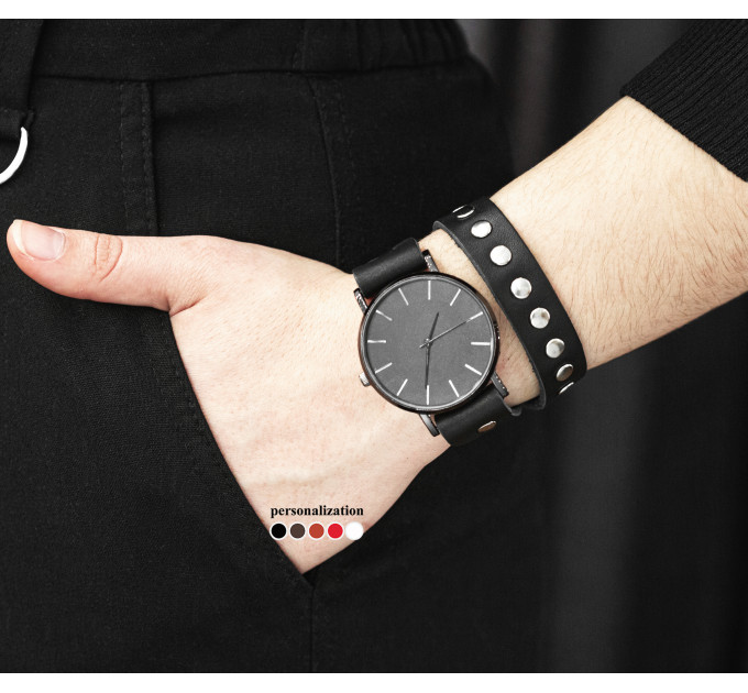 Leather watch band for men or women, code 5820