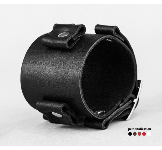 Leather cuff bracelet for men or women, code 6000