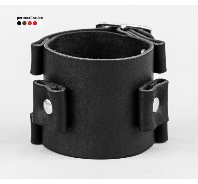 Leather cuff bracelet for men or women, code 6000