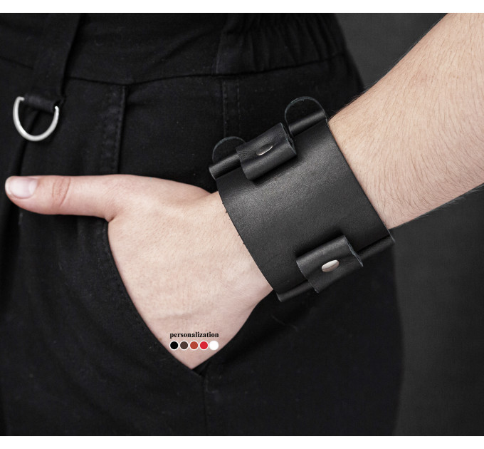 Leather cuff bracelet for men or women, code 6000