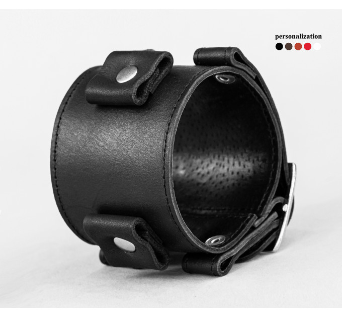 Leather cuff bracelet for men or women, code 6000st