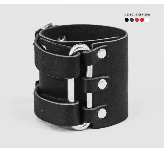 Leather cuff bracelet for men or women, code 6107