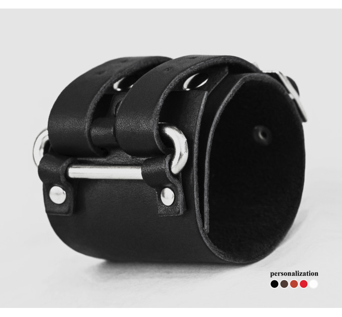 Leather cuff bracelet for men or women, code 6108