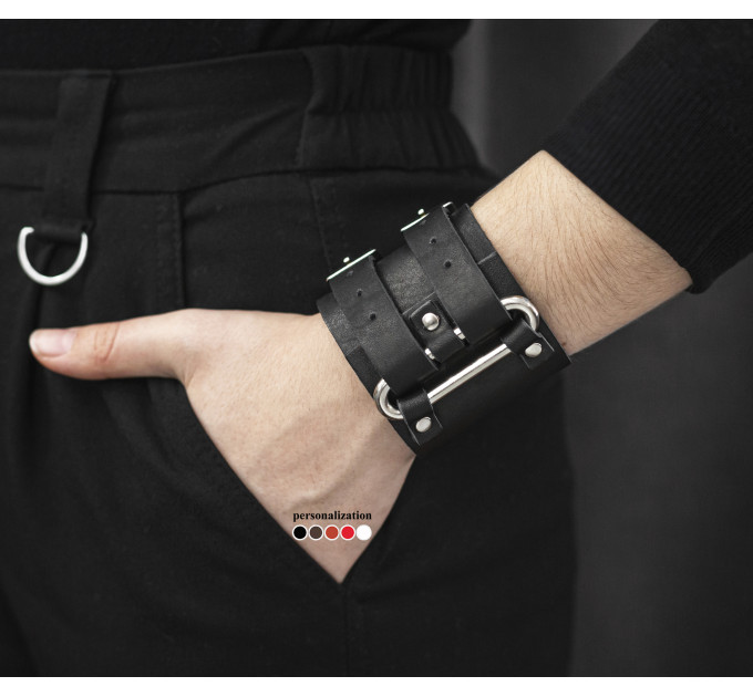 Leather cuff bracelet for men or women, code 6108