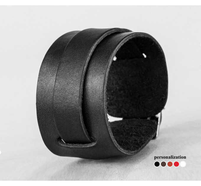 Leather cuff bracelet for men or women, code 6240