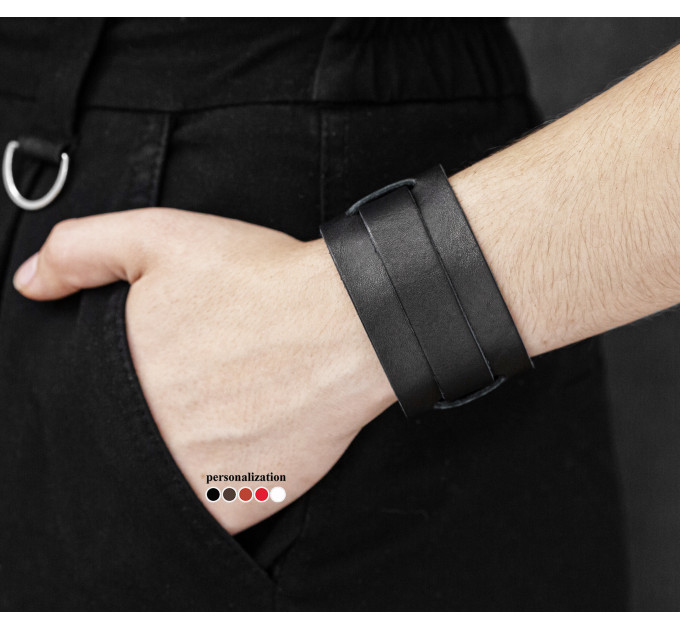 Leather cuff bracelet for men or women, code 6240