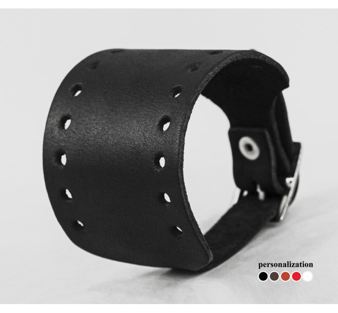 Leather cuff bracelet for men or women, code 6315