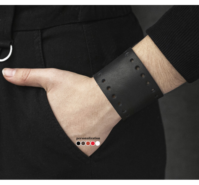 Leather cuff bracelet for men or women, code 6315