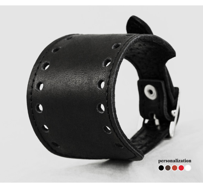 Leather cuff bracelet for men or women, code 6315st