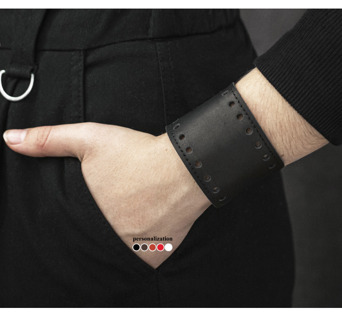 Leather cuff bracelet for men or women, code 6315st