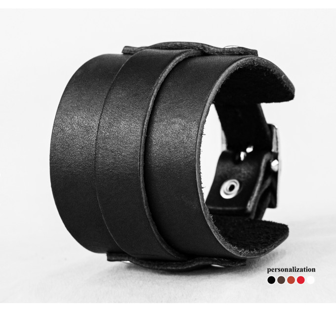 Leather cuff bracelet for men or women, code 6330