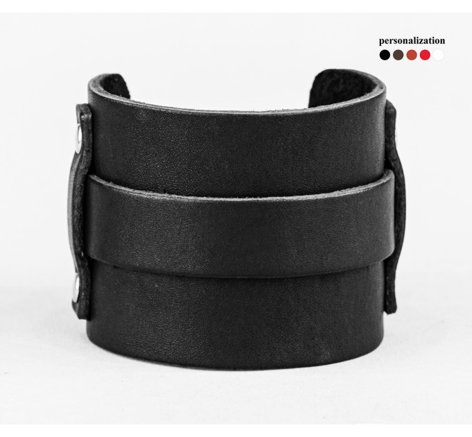 Leather cuff bracelet for men or women, code 6330