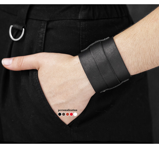 Leather cuff bracelet for men or women, code 6330