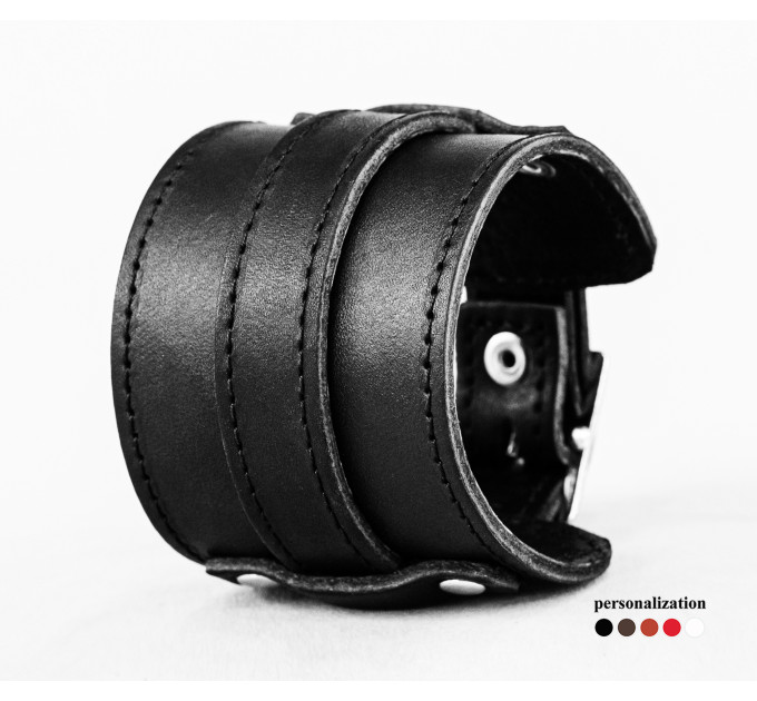 Leather cuff bracelet for men or women, code 6330st