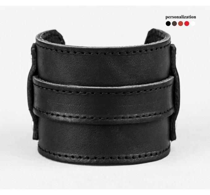 Leather cuff bracelet for men or women, code 6330st