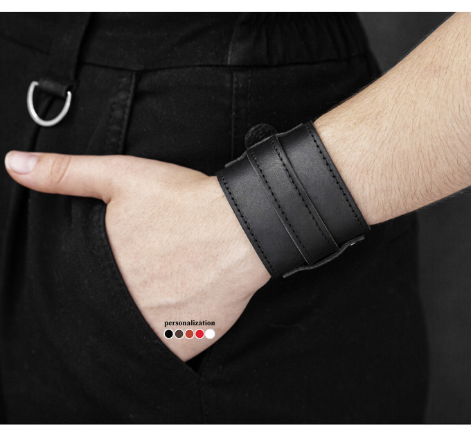 Leather cuff bracelet for men or women, code 6330st