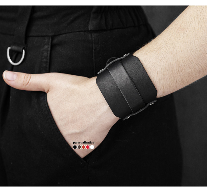 Leather cuff bracelet for men or women, code 6335