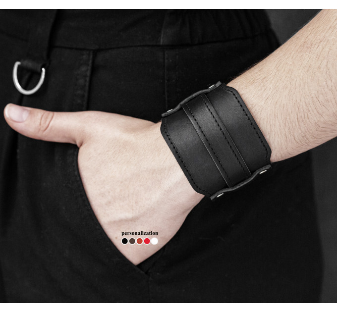 Leather cuff bracelet for men or women, code 6335st