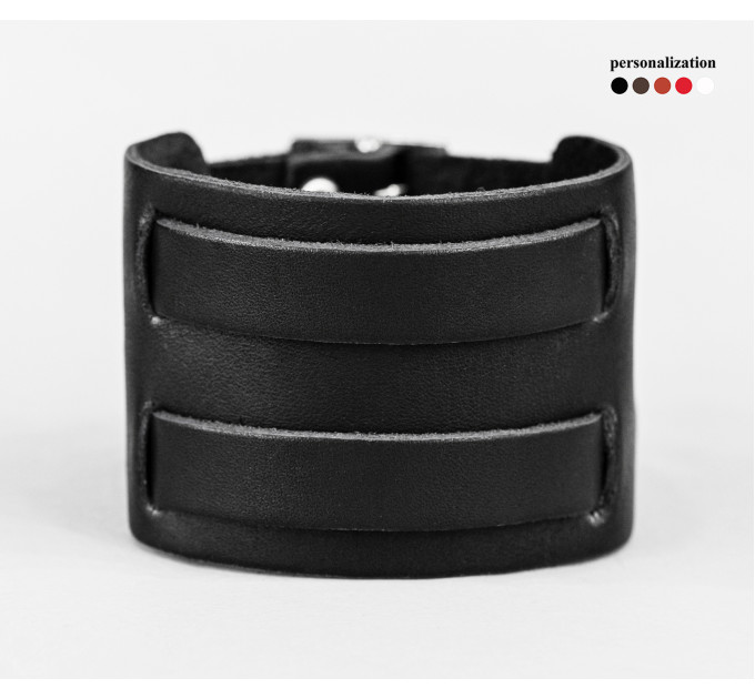 Leather cuff bracelet for men or women, code 6400