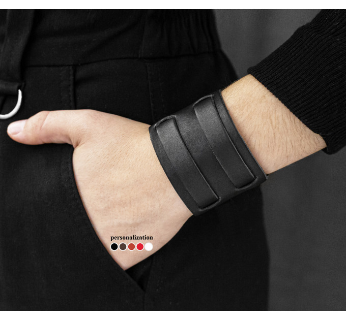 Leather cuff bracelet for men or women, code 6400