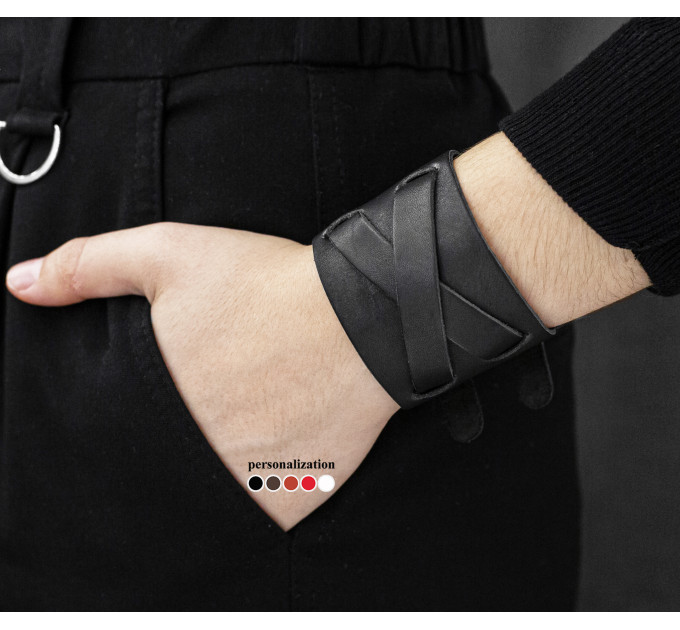 Leather cuff bracelet for men or women, code 6405