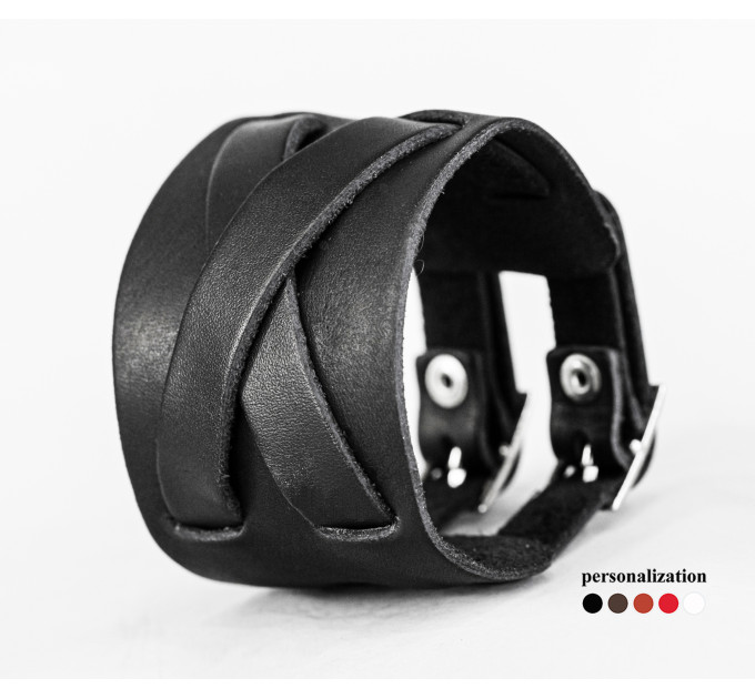Leather cuff bracelet for men or women, code 6405