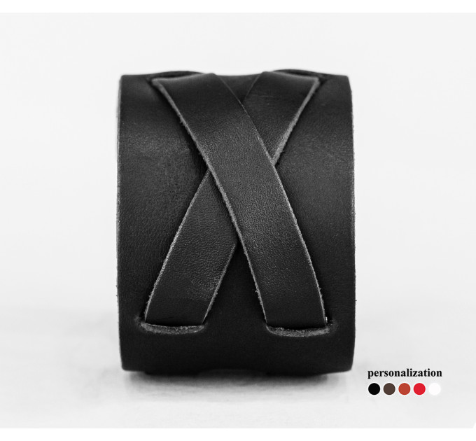 Leather cuff bracelet for men or women, code 6405