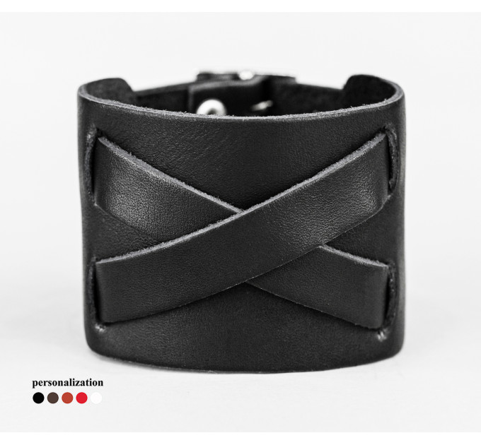 Leather cuff bracelet for men or women, code 6405