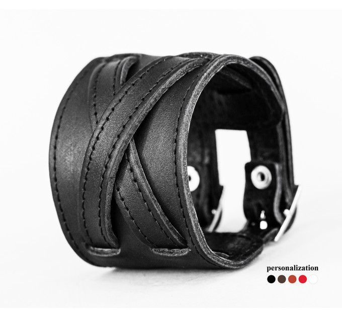 Leather cuff bracelet for men or women, code 6405st