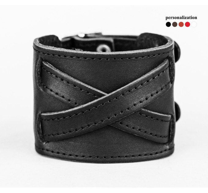 Leather cuff bracelet for men or women, code 6405st