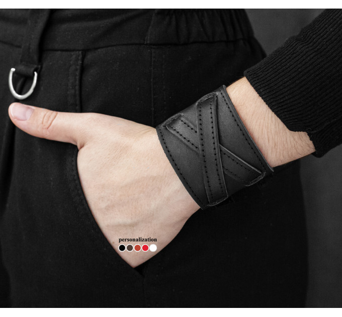 Leather cuff bracelet for men or women, code 6405st