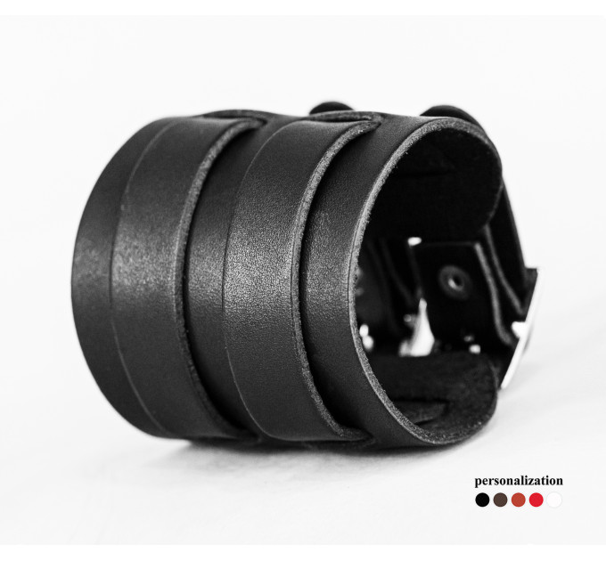 Leather cuff bracelet for men or women, code 6410