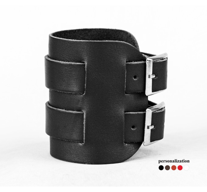 Leather cuff bracelet for men or women, code 6410