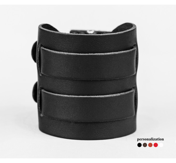 Leather cuff bracelet for men or women, code 6410