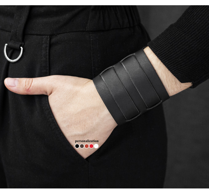 Leather cuff bracelet for men or women, code 6410