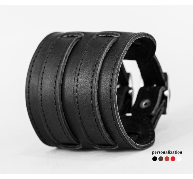 Leather cuff bracelet for men or women, code 6410st