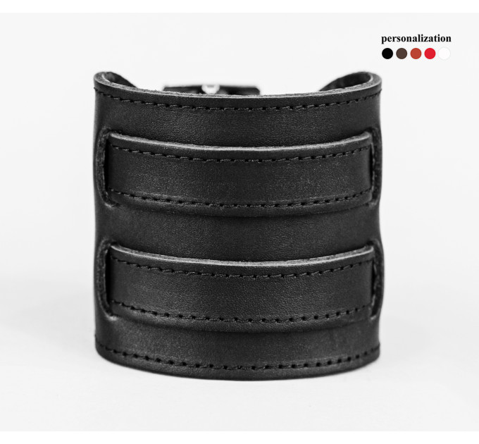 Leather cuff bracelet for men or women, code 6410st