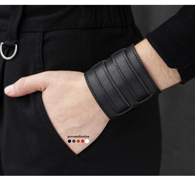 Leather cuff bracelet for men or women, code 6410st
