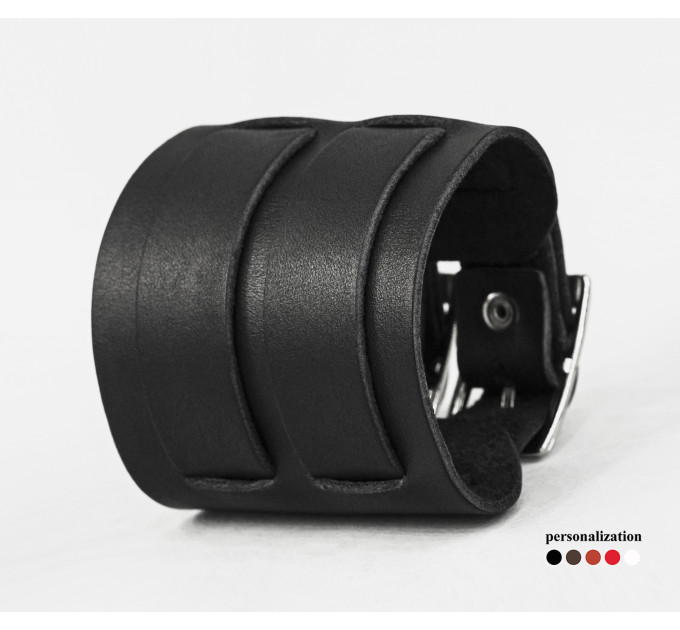 Leather cuff bracelet for men or women, code 6411