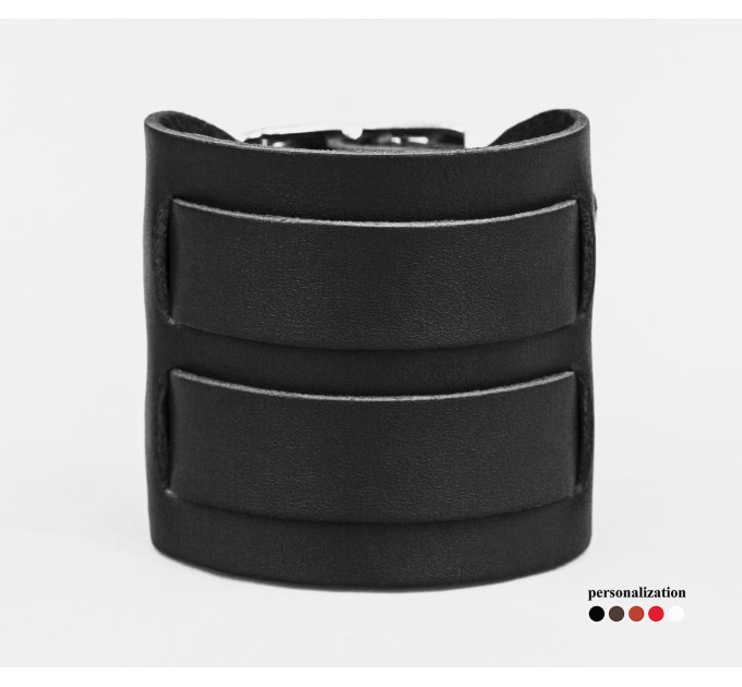 Leather cuff bracelet for men or women, code 6411