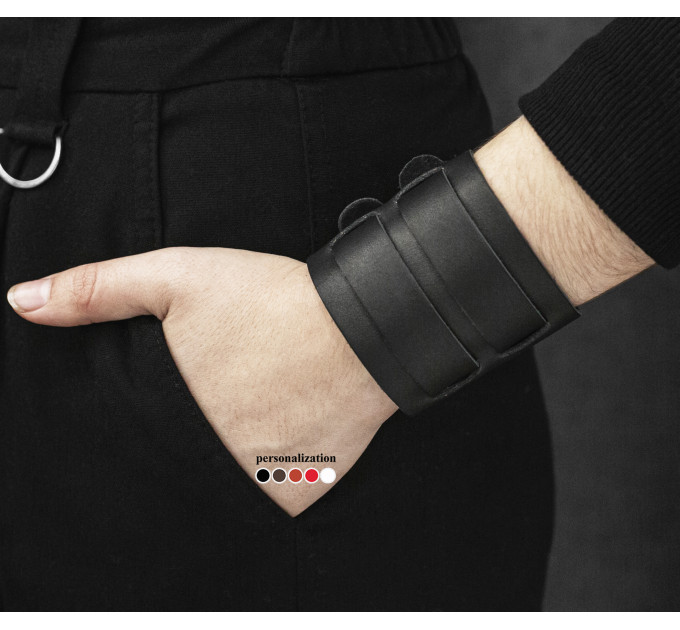 Leather cuff bracelet for men or women, code 6411