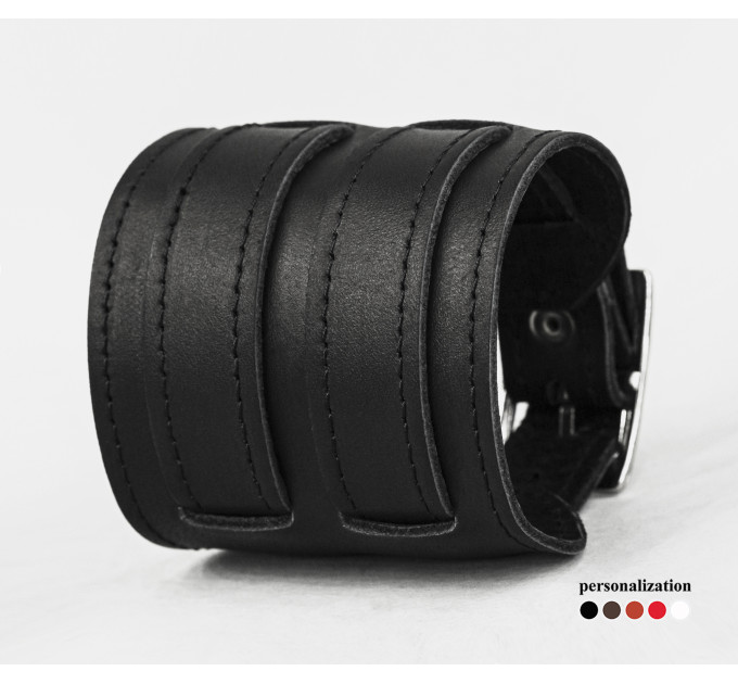 Leather cuff bracelet for men or women, code 6411st